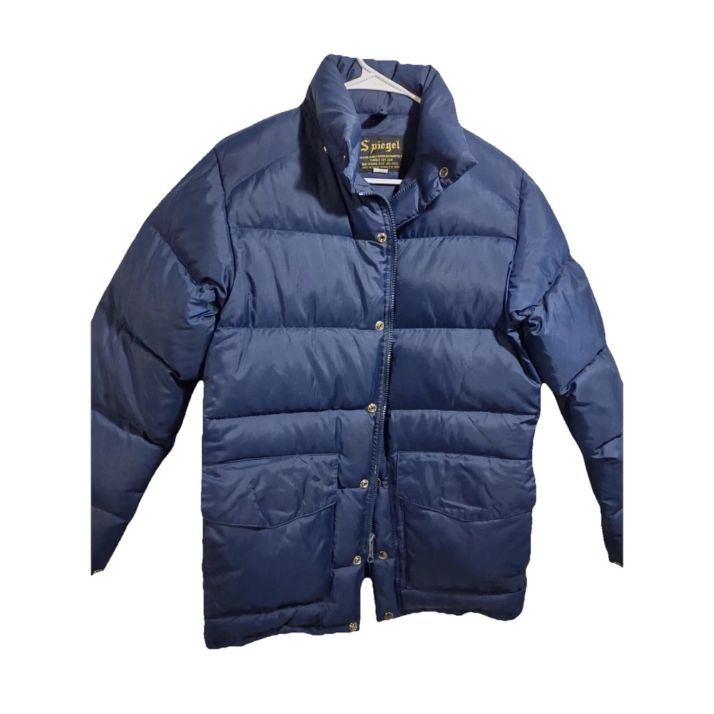 Vintage Spiegel Blue Puffer‎ Jacket Quilted Insulated Winter Coat Mens XS Navy